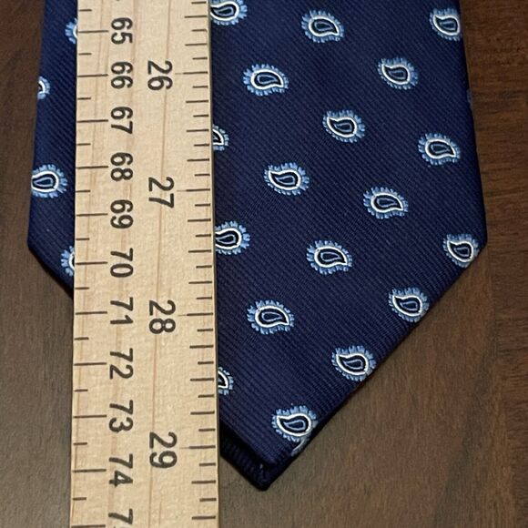 Yves Saint Laurent Pour Homme Blue Repp 100% Silk Men’s Neck Tie Made In Italy - Picture 5 of 9